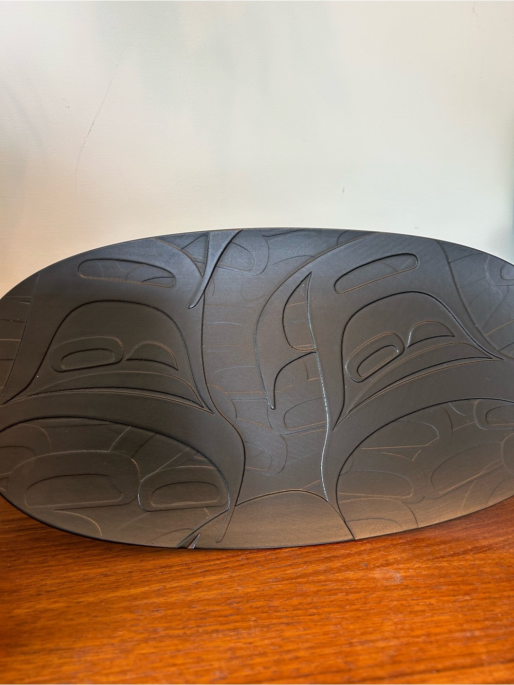 Indigenous Corrine Hut Black Carved Decorative Platter First Nations Home Decor